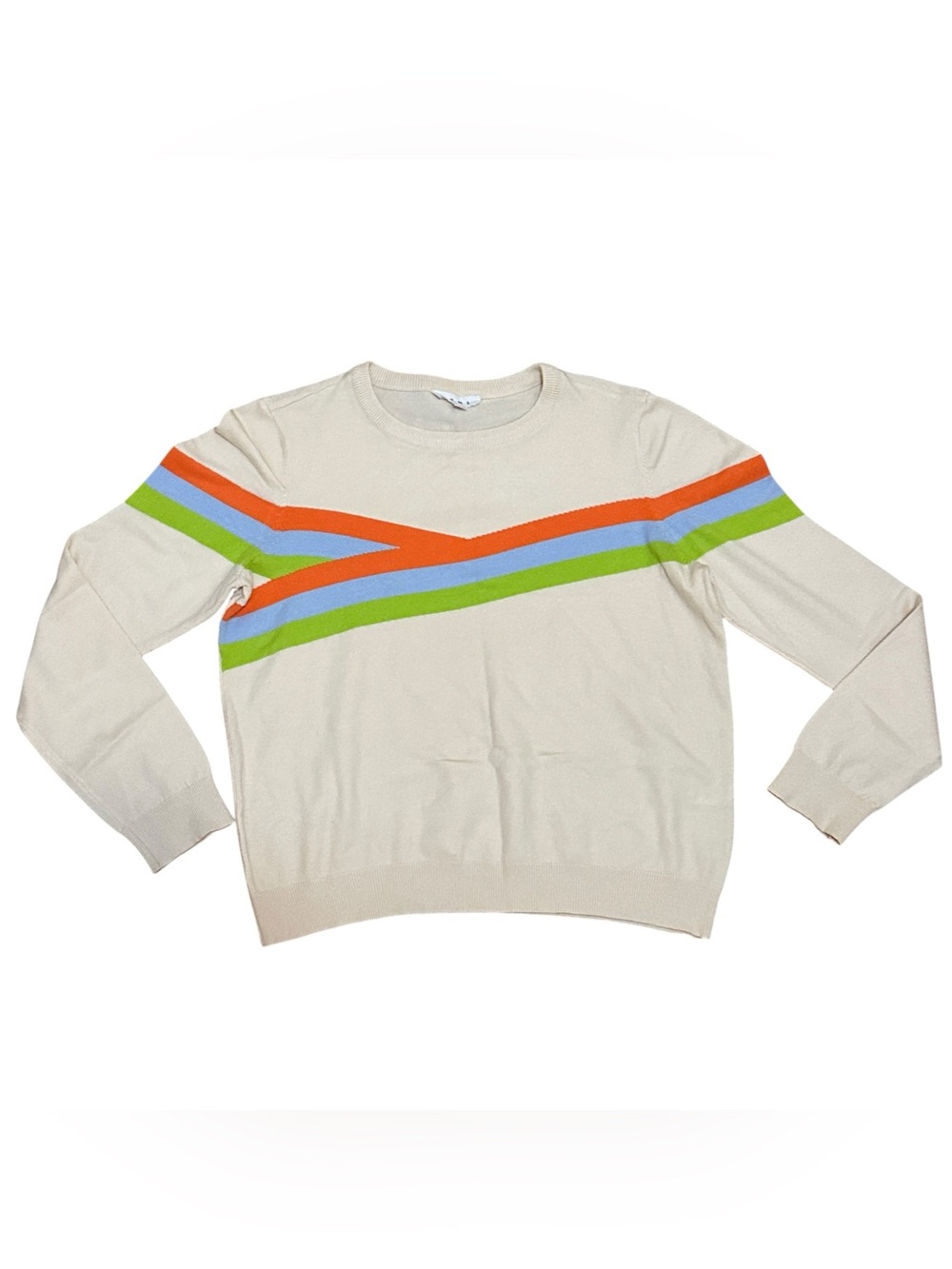 THML Colorblock Stripe Crewneck Sweater Cream Multicolor Size M NWOT